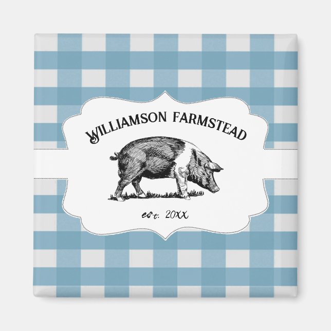 Blue Buffalo Kariert Farm Pig Magnet (Vorne)