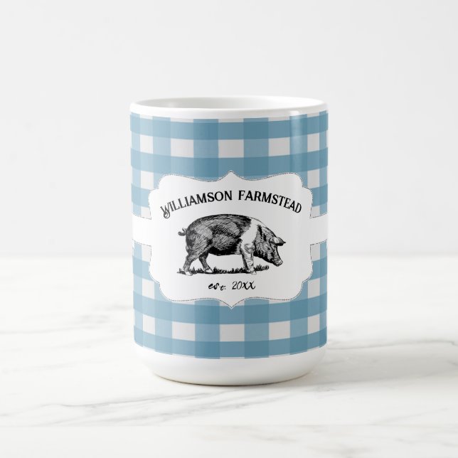 Blue Buffalo Kariert Farm Schweinekaffee Tasse (Mittel)