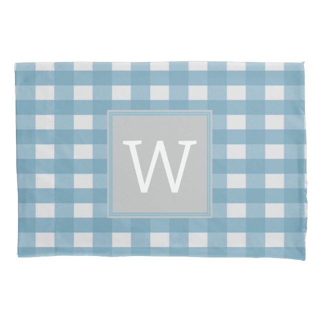 Blue Buffalo Kariert Monogram Pillowcase Kissenbezug (Vorderseite)
