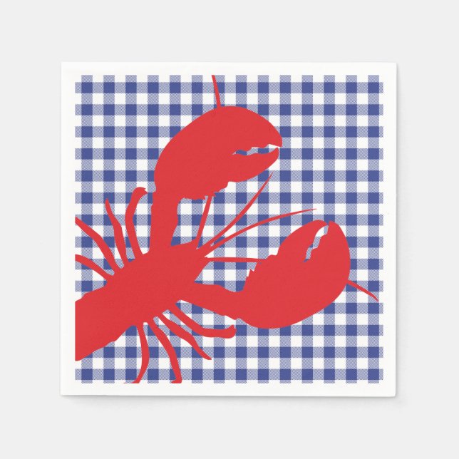 Blue Buffalo Kariert Red Lobster Family Wiedersehe Serviette (Vorderseite)