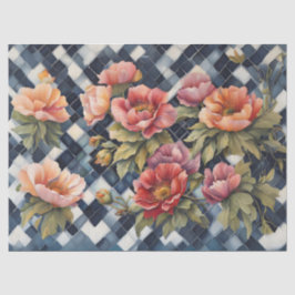 Blue Buffalo Karo mit großen rosa Blume decoupa Seidenpapier