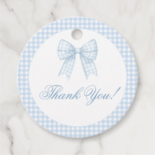 Blue Bugband Gingham Baby Boy Dusche Danke Geschenkanhänger