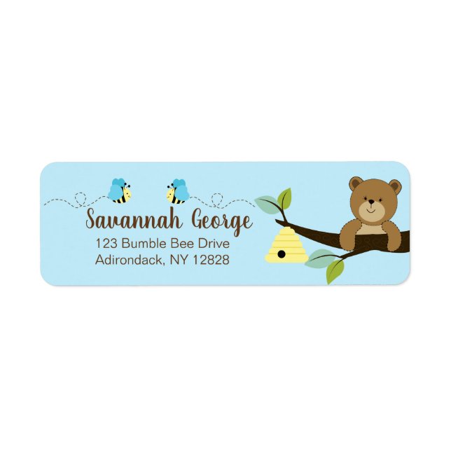Blue Bumble Bee and Honey Bear Address Labels (Vorne)