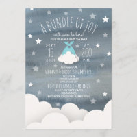 Blue Bundle of Joy Clouds + Stars Watercolor Baby