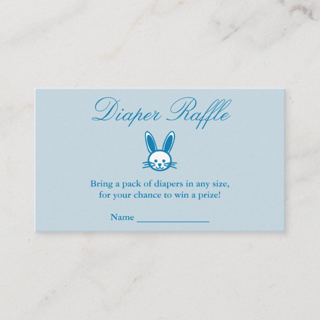 Blue Bunny Baby Duschdusche Windeln Raffle Begleitkarte (Vorderseite)