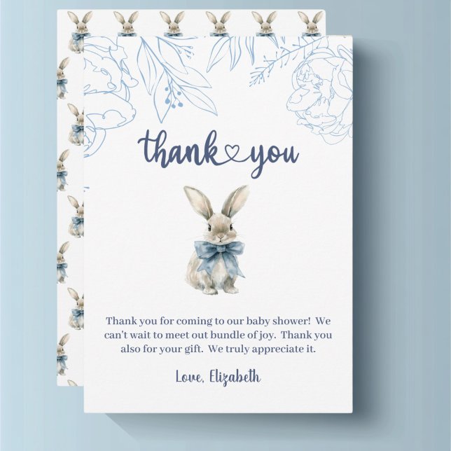 Blue Bunny Baby Dusche Dankeskarte (Blue bunny Baby Shower Thank You Ca)
