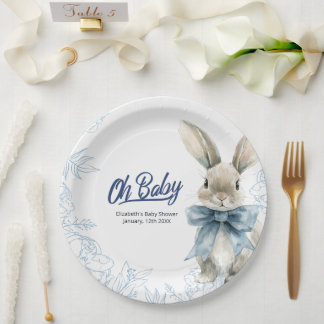 Blue Bunny Baby Dusche Pappteller