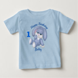 Blue Bunny Boys 1. Geburtstag Personalize Name Age Baby T-shirt