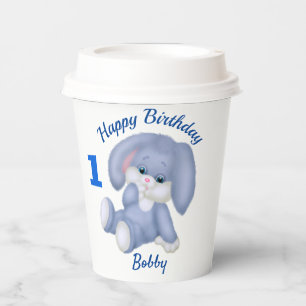 Blue Bunny Boys 1. Geburtstag Personalize Name Age Pappbecher