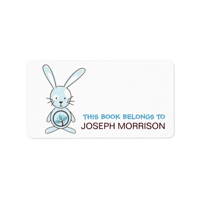 Blue Bunny Buchzeichens Labels Adressaufkleber (Vorne)