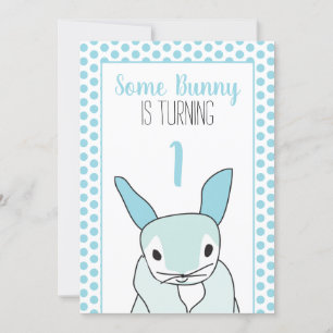 Blue Bunny Erster 1. Geburtstag Einladung