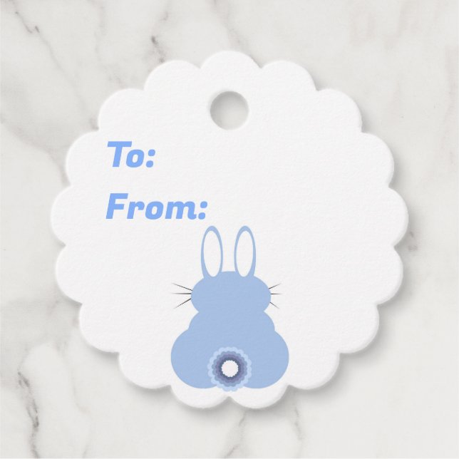 Blue Bunny Favor Tags Geschenkanhänger (Vorderseite)