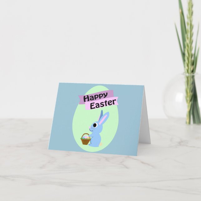 Blue Bunny Happy Oaster Feiertagskarte (Vorderseite)