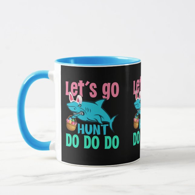 Blue Bunny Oars Hai Ostern Eizelljagd Tasse (Links)
