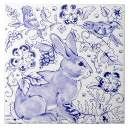 Blue Bunny Rabbit Farmhouse Delft Dedham Art Fliese