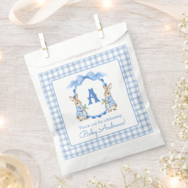 Blue Bunny Rabbit Gingham Monogram Wappen Geschenktütchen