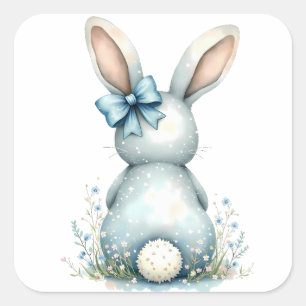 Blue Bunny Schwanz Cottontail Ostern Bunny Benjami Quadratischer Aufkleber