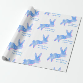 Blue Bunny Silhouette Cute Custom Boy Baby Shower Geschenkpapier
