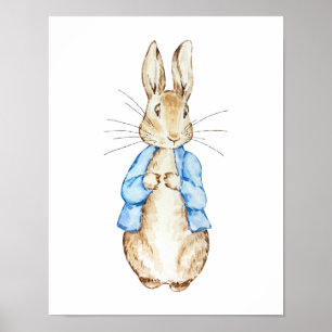 Blue Bunny Wall Art   Wasserfarbkaninchen Poster