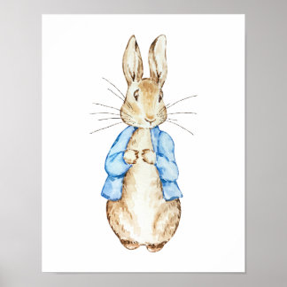 Blue Bunny Wall Art | Wasserfarbkaninchen Poster