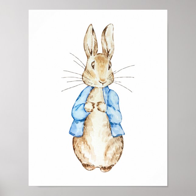 Blue Bunny Wall Art | Wasserfarbkaninchen Poster (Vorne)