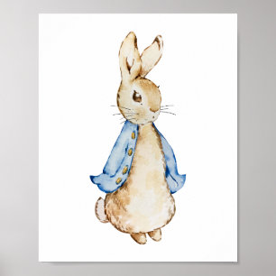 Blue Bunny Wall Art   Wasserfarbkaninchen Poster
