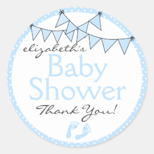 Blue Bunting Flags Baby Dusche Danke Runder Aufkleber