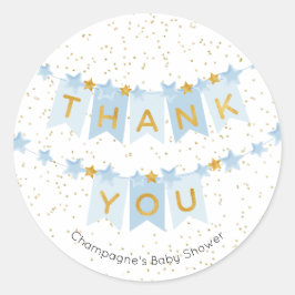 Blue Bunting Flags Gold Danke Runder Aufkleber