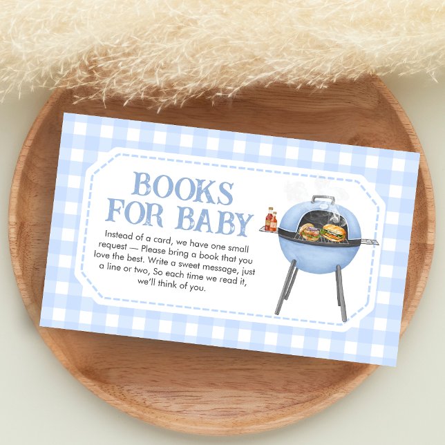 Blue Burger BBQ Baby Shower Books for Baby Begleitkarte (Bun and Burgers Baby Shower Books for Baby)