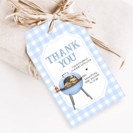 Blue Burger BBQ Baby Shower Favor Tags Geschenkanhänger