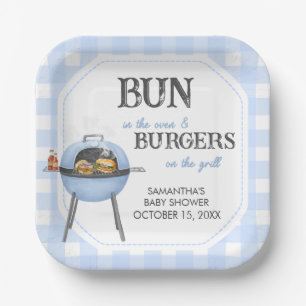 Blue Burger BBQ Baby Shower Pappteller