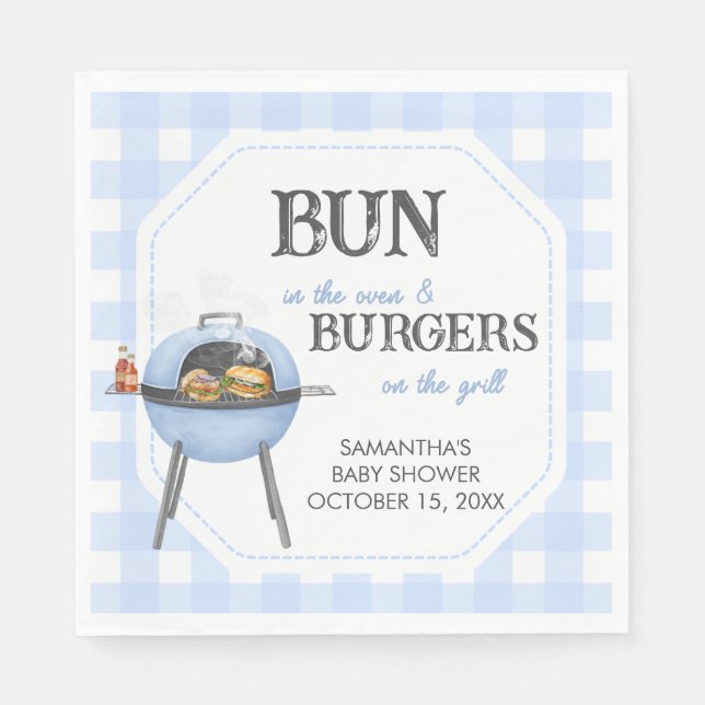Blue Burger BBQ Baby Shower Serviette (Vorderseite)