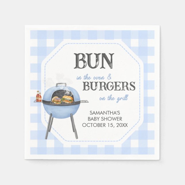 Blue Burger BBQ Baby Shower Serviette (Vorderseite)