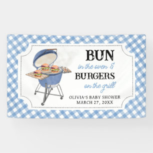 Blue Burger GRILLEN Baby Shower Banner
