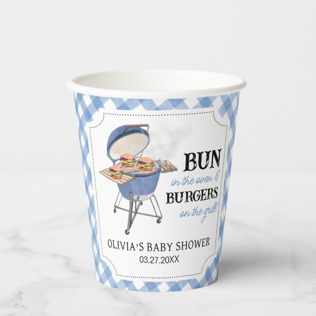 Blue Burger GRILLEN Baby Shower Pappbecher (Vorderseite)