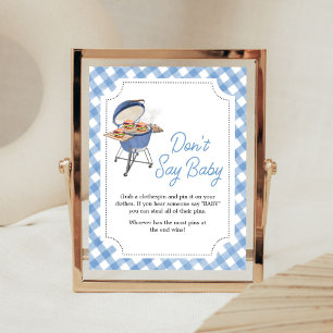 Blue Burger GRILLEN Baby Shower Say Baby nicht Poster