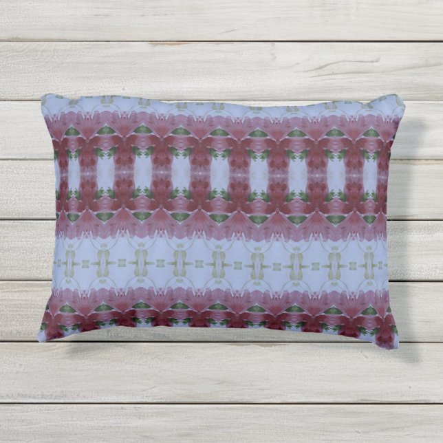 Blue Burgund und Grüntöne Kissen Für Draußen (Rückseite)