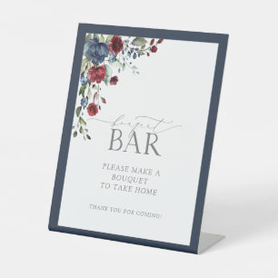 Blue Burgundy Aquarelldusche Bouquet Bar Sockelschild