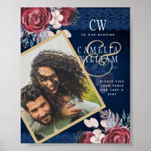 Blue Burgundy Blues Lace Wedding Poster