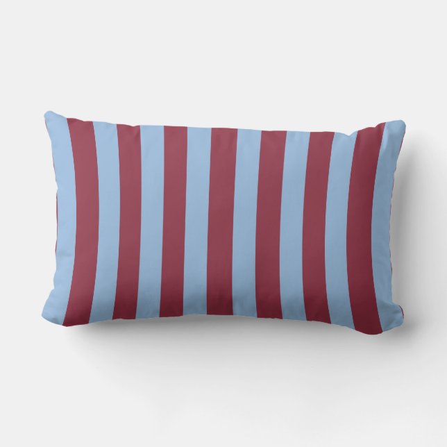 Blue & Burgundy Striped  Kissen Für Draußen (Rückseite)