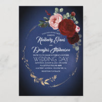 Blue Burgundy und Gold Floral Boho Wedding