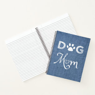 Blue Burlap Dog Mama Notebook Notizbuch