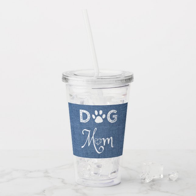 Blue Burlap Hund Mama Acrylic Tumbler Acryltrinkbecher (Vorderseite Ice)