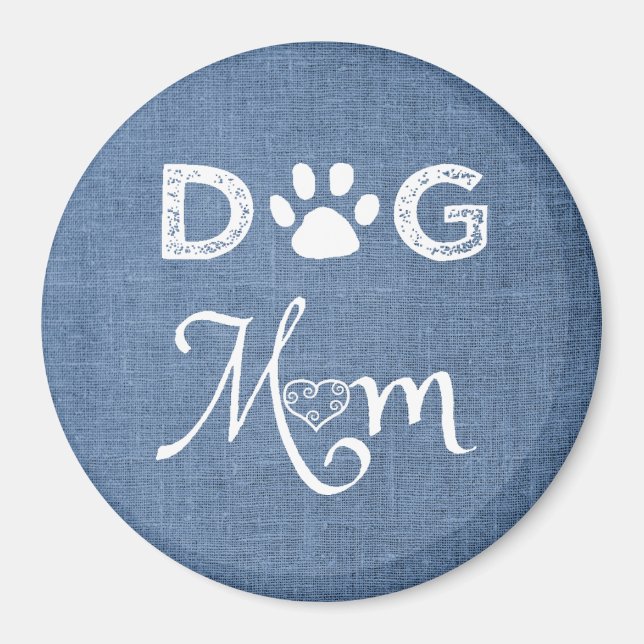 Blue Burlap Hund Mama Magnet (Vorne)