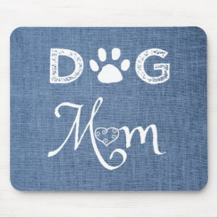Blue Burlap Hund Mama Mouse Pad Mousepad