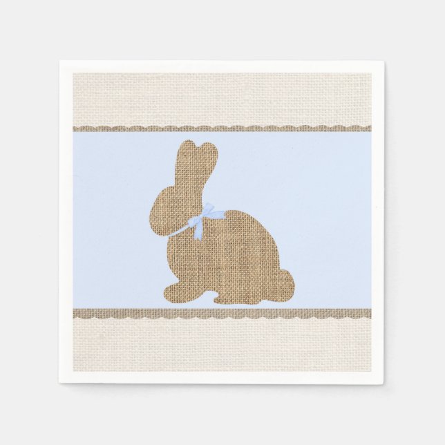 Blue & Burlap Rustic Bunny Oaster Baby Dusche Serviette (Vorderseite)