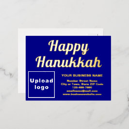 Blue Business Brand auf Hanukkah Folien Feiertagspostkarte