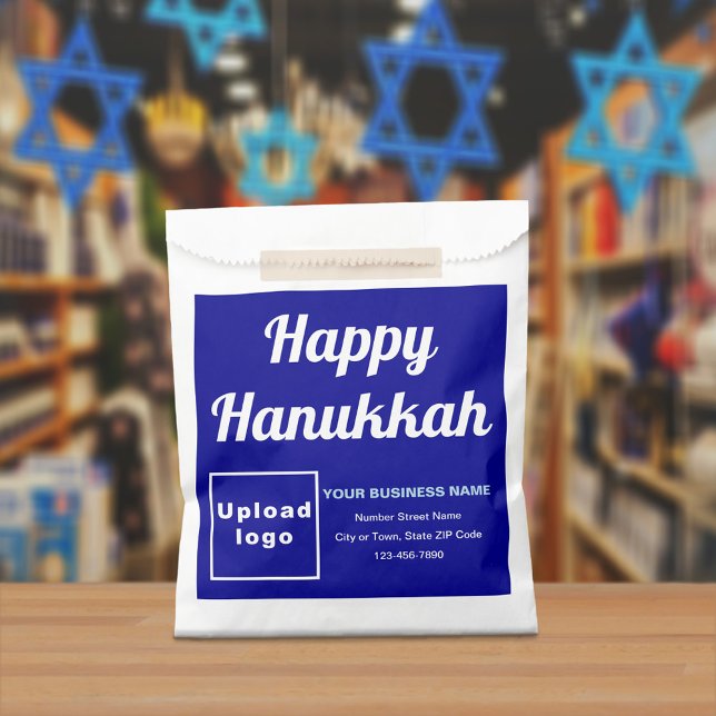 Blue Business Brand | Hanukkah | Papiertasche Geschenktütchen (Blue business brand with Hanukkah greeting on paper bag)