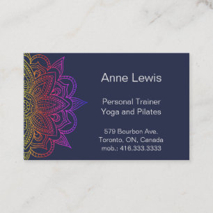 Blue Business Card mit heller Floral Mandala Visitenkarte