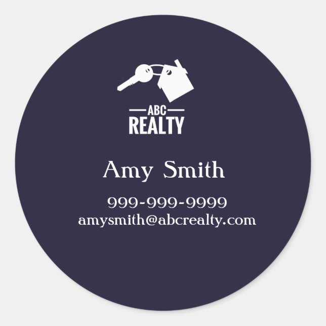 Blue Business Card Runder Aufkleber (Vorderseite)